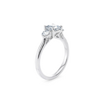 Load image into Gallery viewer, 2 Carat Cushion And Round Cut Three Stone Moissanite Ring in White Gold