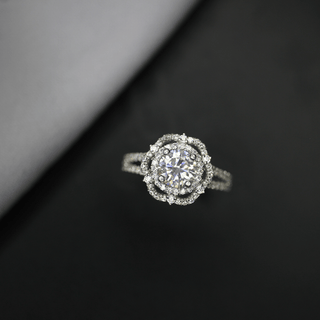 double halo moissanite engagement ring