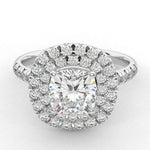 Load image into Gallery viewer, 1.50 Ct Cushion Cut Double Halo Moissanite Ring in Yellow Gold