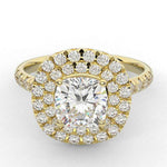 Load image into Gallery viewer, 1.50 Ct Cushion Cut Double Halo Moissanite Ring in Yellow Gold