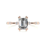 Load image into Gallery viewer, 1.50 Carat Emerald Cut Double Prong Solitaire Moissanite Ring in Yellow Gold