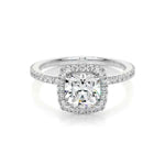Load image into Gallery viewer, 1.10 Carat Cushion Cut Moissanite Halo Engagement Ring in Rose Gold