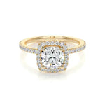 Load image into Gallery viewer, 1.10 Carat Cushion Cut Moissanite Halo Engagement Ring in Rose Gold