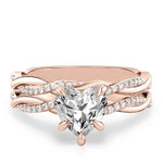 Load image into Gallery viewer, 1.30 Carat Heart Shape Twisted Moissanite Bridal Set Ring in White Gold