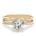 Load image into Gallery viewer, 1.30 Carat Heart Shape Twisted Moissanite Bridal Set Ring in White Gold