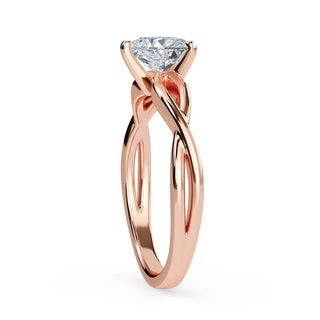 1 Carat Heart Cut Moissanite Twisted Ring in Rose Gold