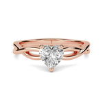 Load image into Gallery viewer, 1 Carat Heart Cut Twisted Solitaire Moissanite Ring in Rose Gold