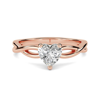 1 Carat Heart Cut Moissanite Twisted Ring in Rose Gold