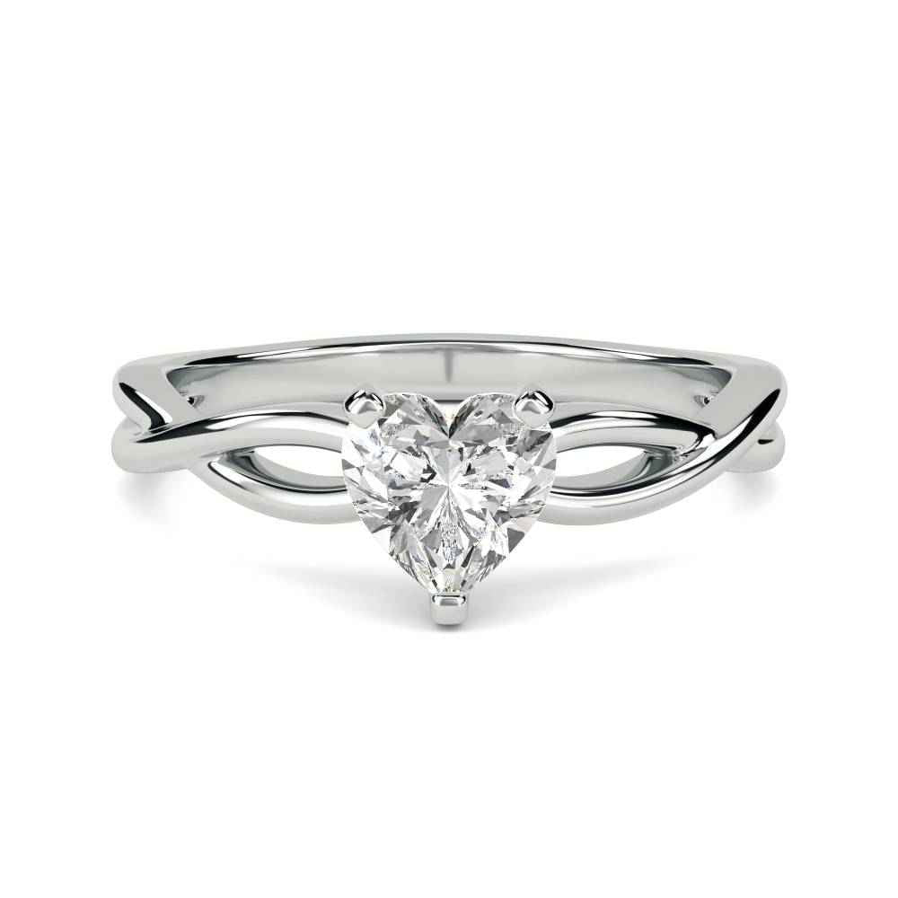 1 carat heart cut twisted solitaire moissanite ring in rose gold