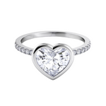 Load image into Gallery viewer, Heart Shape Moissanite Bezel Set Engagement Ring in White Gold