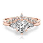 Load image into Gallery viewer, 2.50 Carat Heart Cut Three Stone Moissanite Bridal Set Ring in Rose Gold