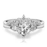 Load image into Gallery viewer, 2.50 Carat Heart Cut Three Stone Moissanite Bridal Set Ring in Rose Gold