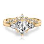 Load image into Gallery viewer, 2.50 Carat Heart Cut Three Stone Moissanite Bridal Set Ring in Rose Gold