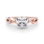 Load image into Gallery viewer, 1 Carat Heart Shape Three Stone Twisted Moissanite Ring in Rose Gold