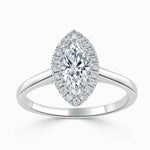 Load image into Gallery viewer, 1.50 Carat Marquise Cut Halo Moissanite Ring in Rose Gold
