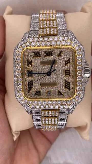 Front view of moissanite watch mens