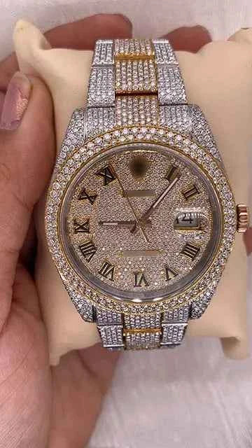 Front view of moissanite diamond watch