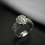 Load image into Gallery viewer, Pear Halo Moissanite Engagement Ring
