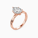 Load image into Gallery viewer, 1.50 Carat Pear Cut Solitaire Moissanite Twisted Ring in Rose Gold