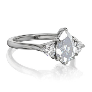 2.20 Ct Pear Shaped Moissanite Three Stone Ring in White Gold