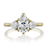 Load image into Gallery viewer, 2.20 Ct Pear Shaped Moissanite Three Stone Ring in Yellow Gold