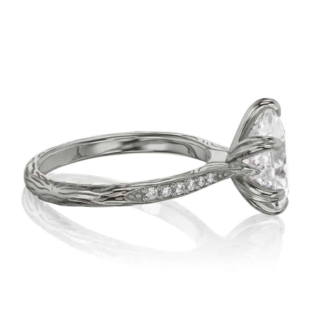 2 carat pear shaped moissanite engagement ring in white gold