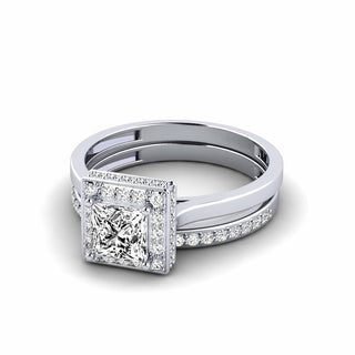 1.5ct Hidden Halo Princess Cut Bridal Ring in Rose Gold