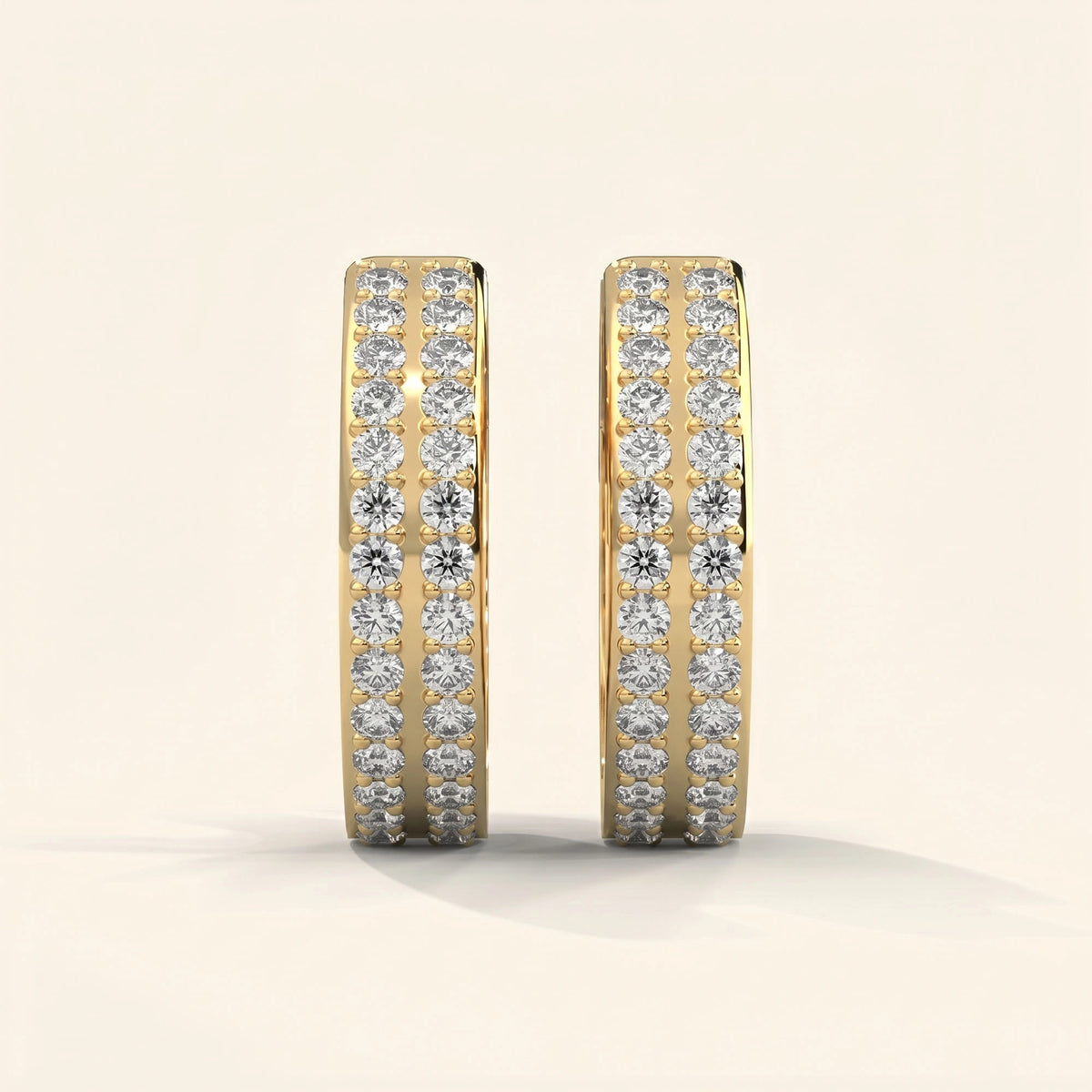 Front view of row hoop earrings