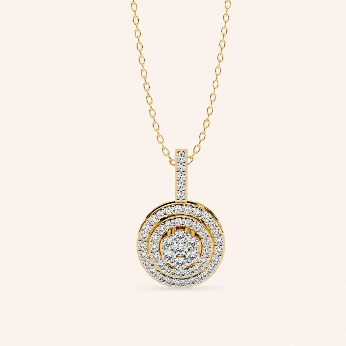Triple halo cluster pendant