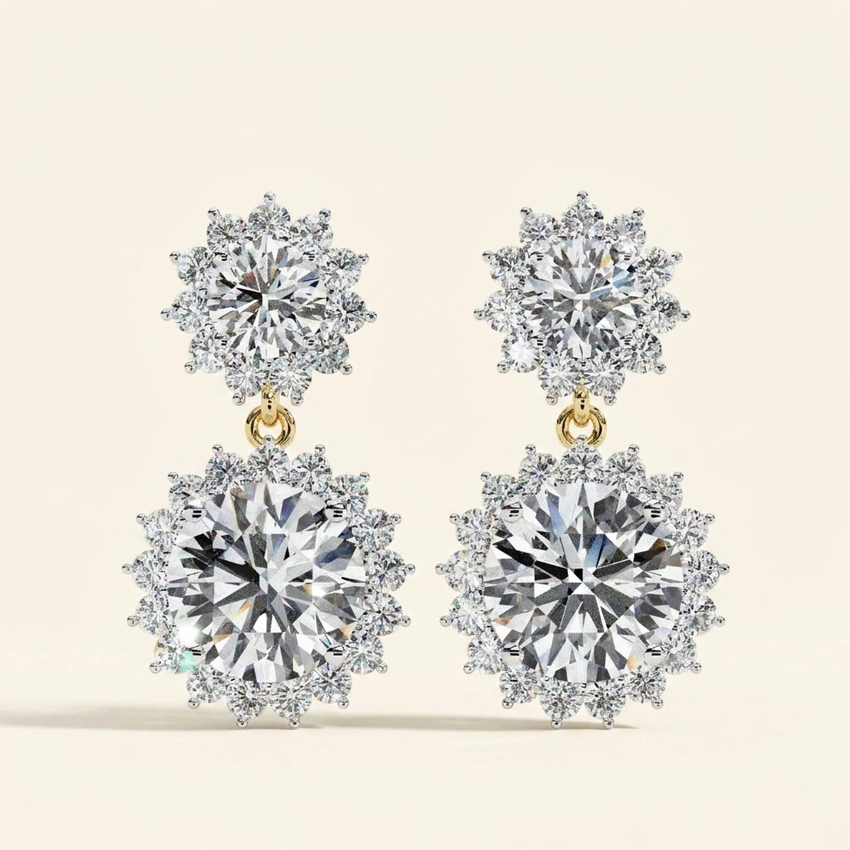 Front view of floral cluster drop earrings