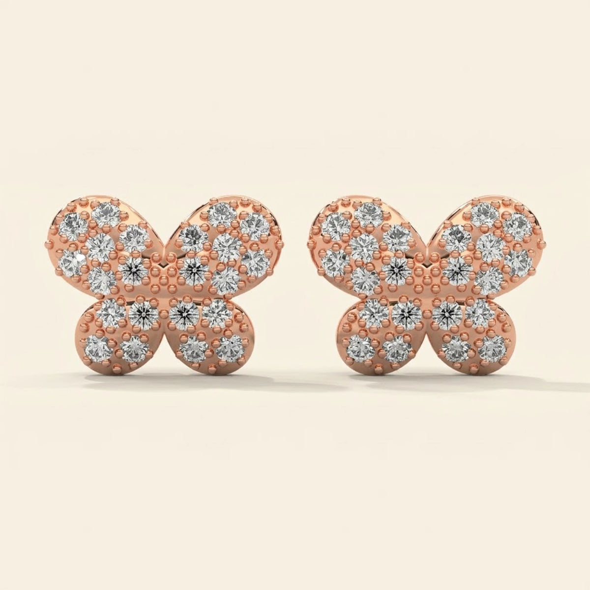 Front view of butterfly stud earrings
