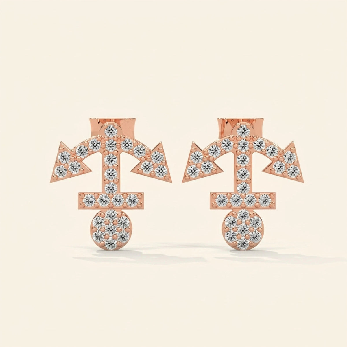 Front view of anchor stud earrings