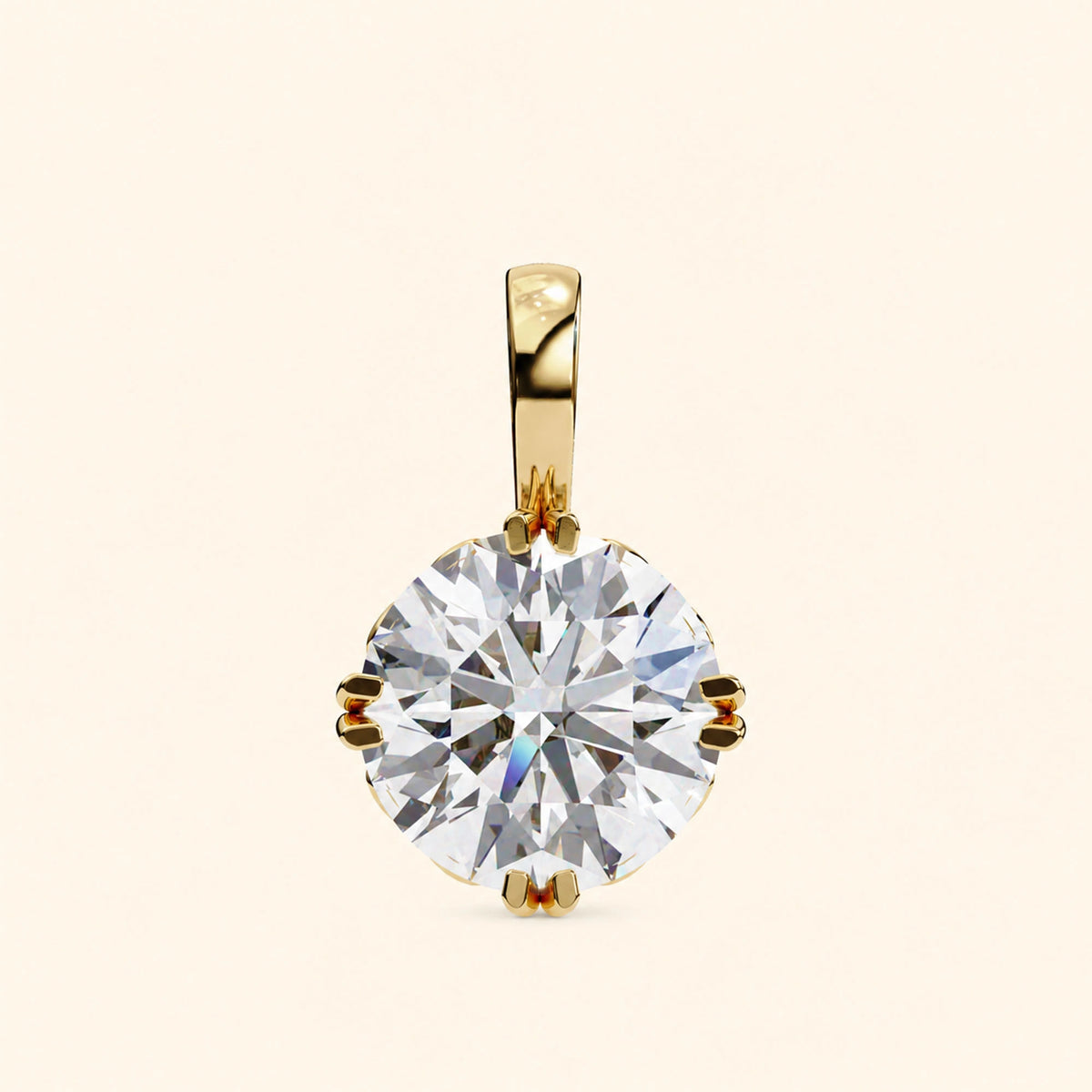 Round solitaire pendant six prong
