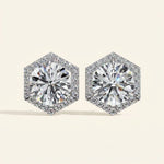 Load image into Gallery viewer, Round Earrings Hexagon Halo Design