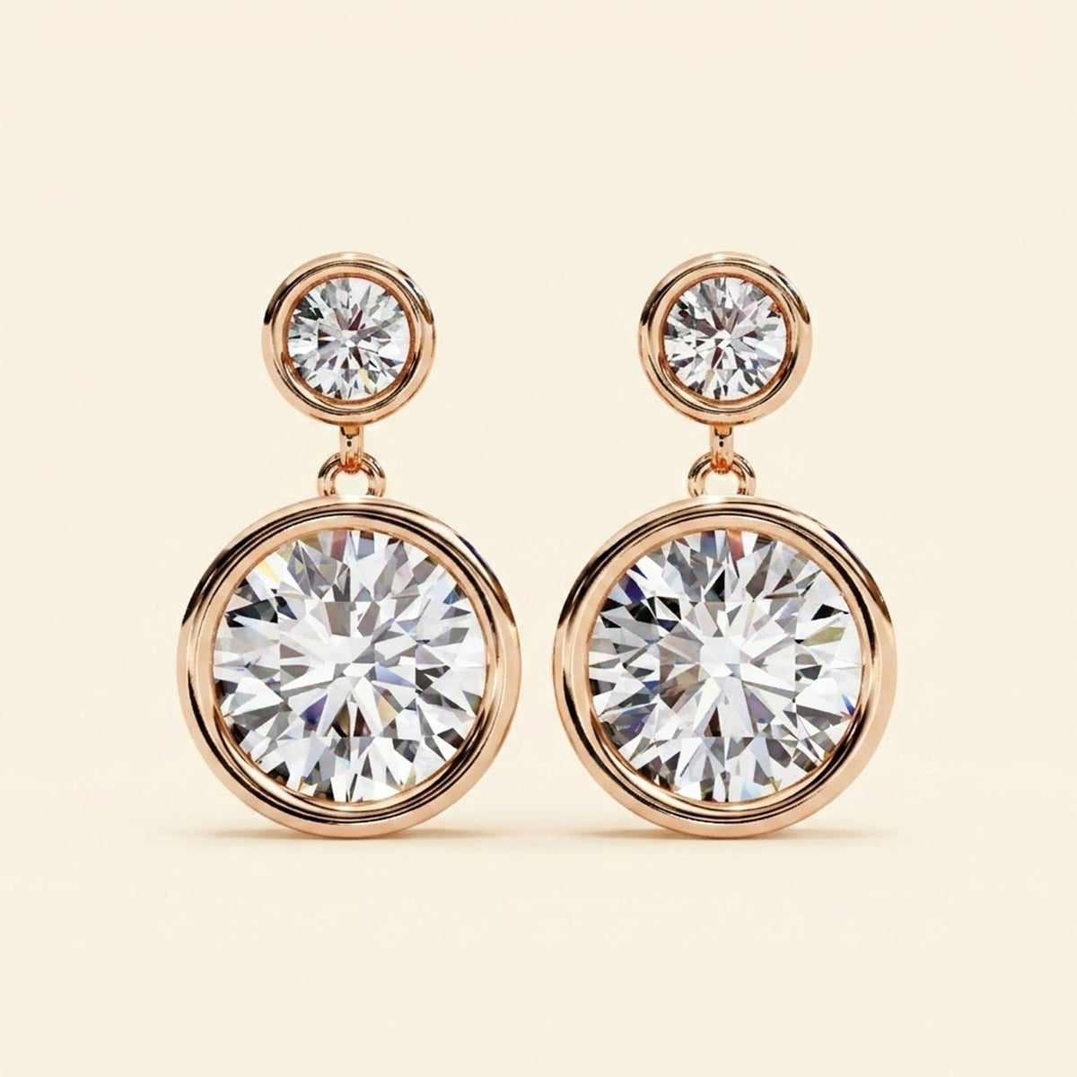 Front view of moissanite drop earrings