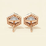 Load image into Gallery viewer, Round Earrings Hexagon Halo Design