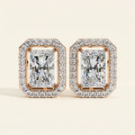 Load image into Gallery viewer, Radiant Cut Stud Earrings With Halo Design