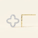 Load image into Gallery viewer, Side View Of Clover Shape Pave Stud Earrings