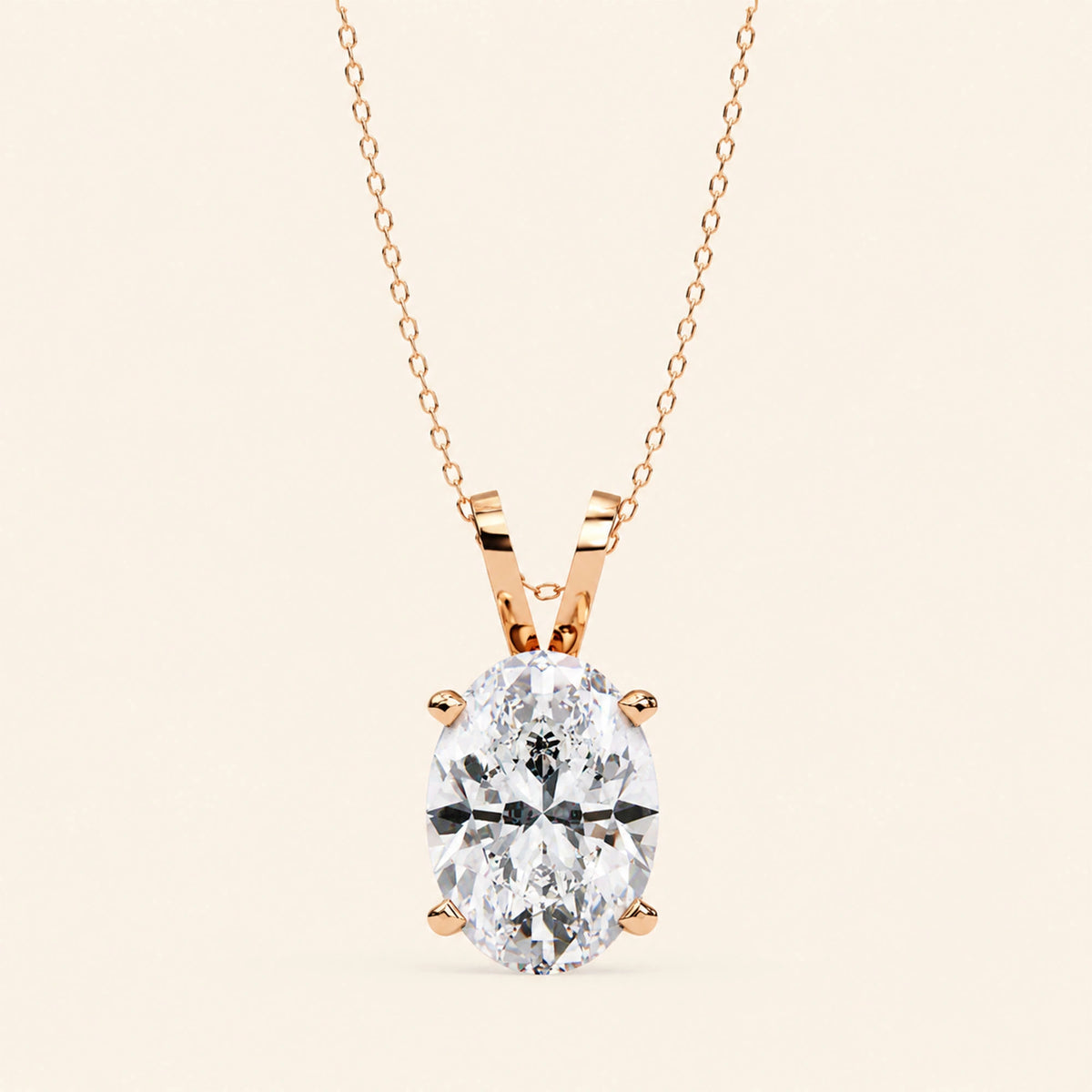 Oval solitaire pendant double bail