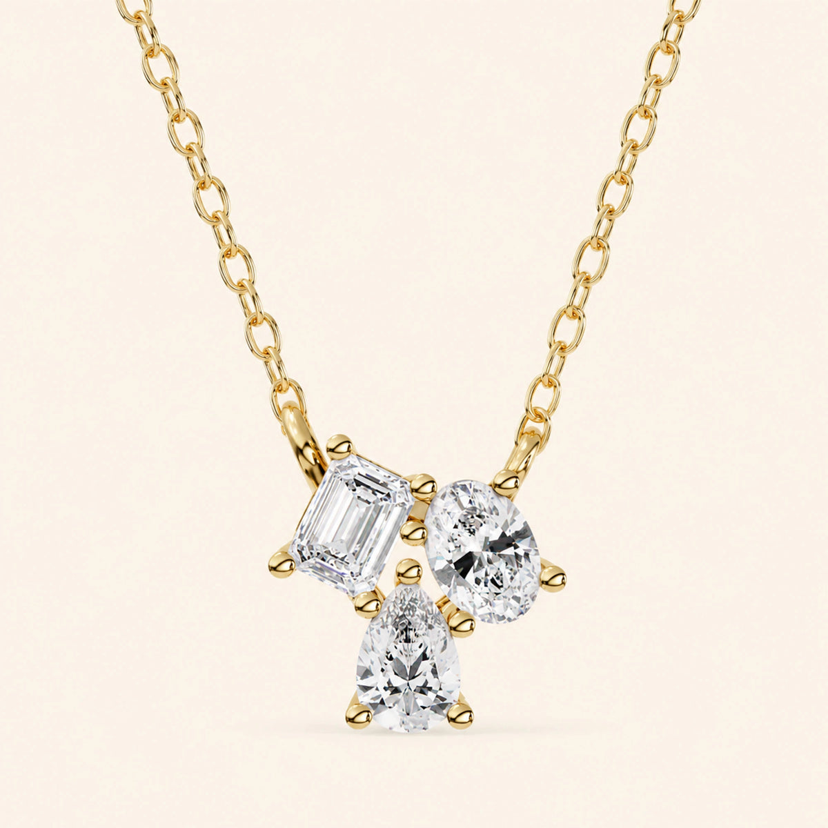 Front view of cluster necklace