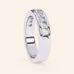 Load image into Gallery viewer, Side View Of Princess Cut Half Eternity Wedding Band
