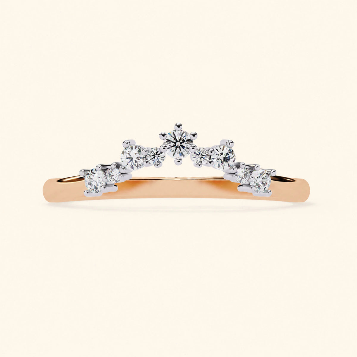 Front view of round wedding band