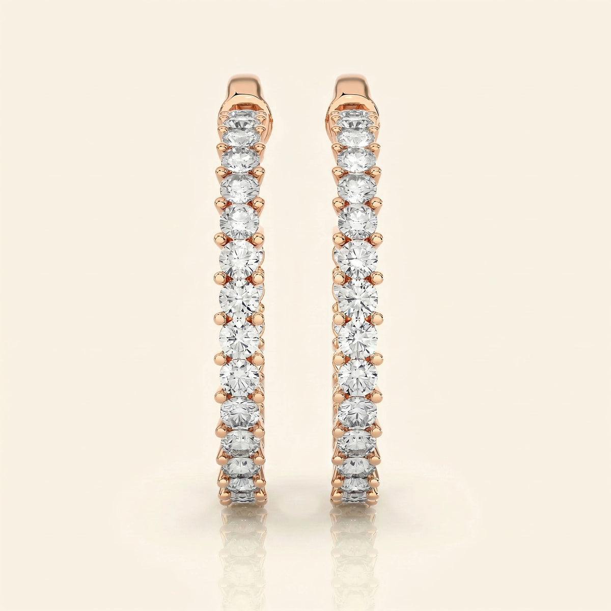 Front view of push back hoop earrings