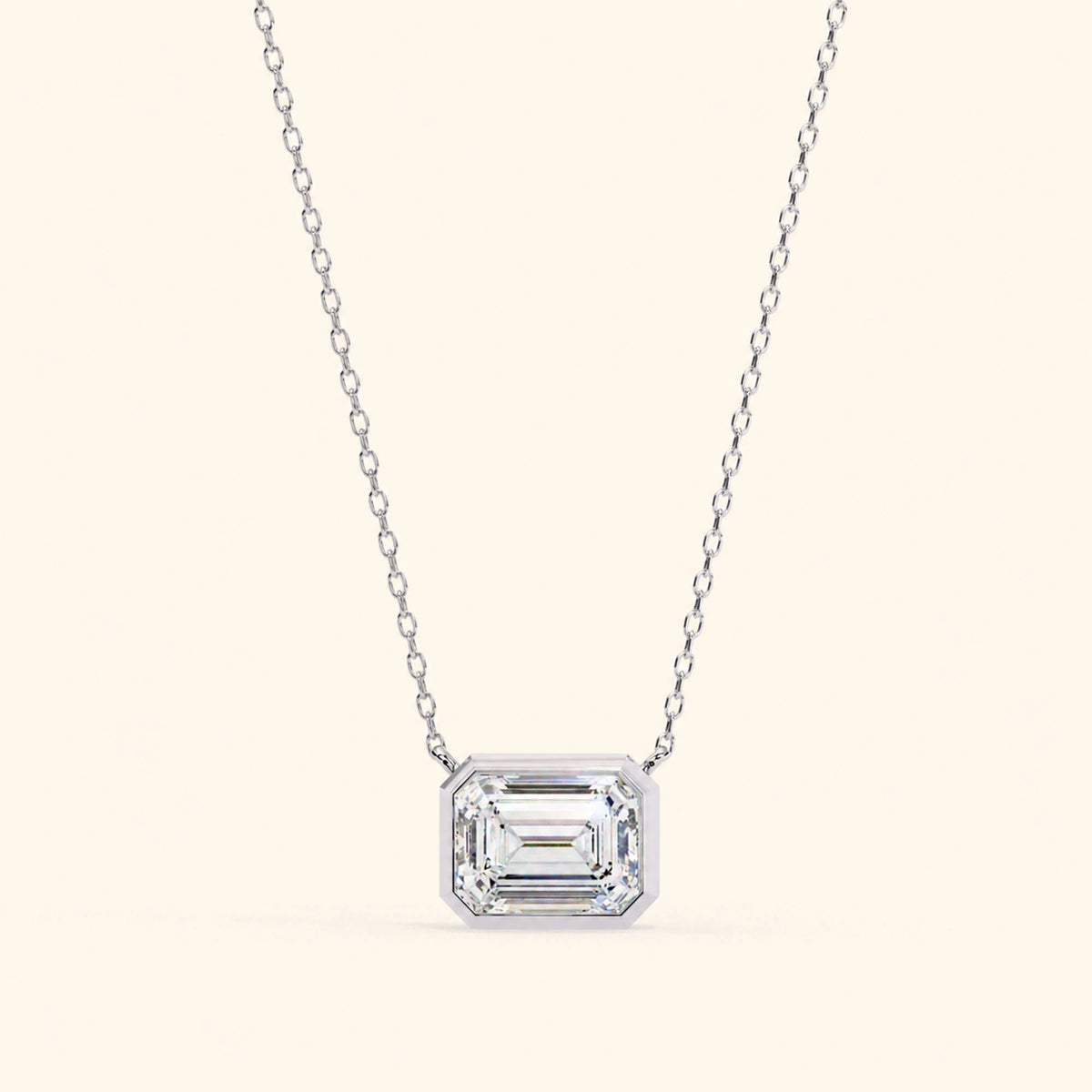 Emerald cut bezel necklace
