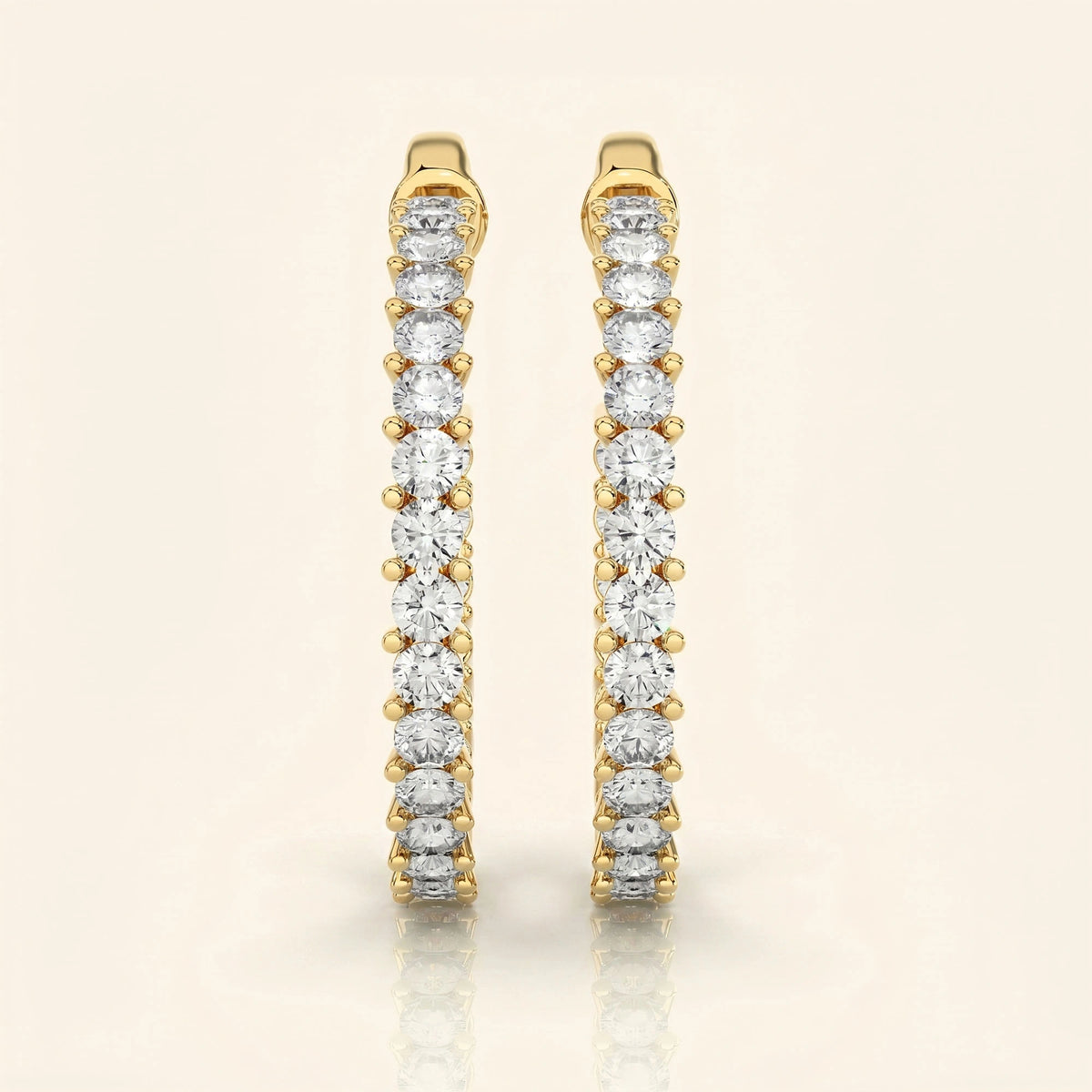 Front view of push back hoop earrings