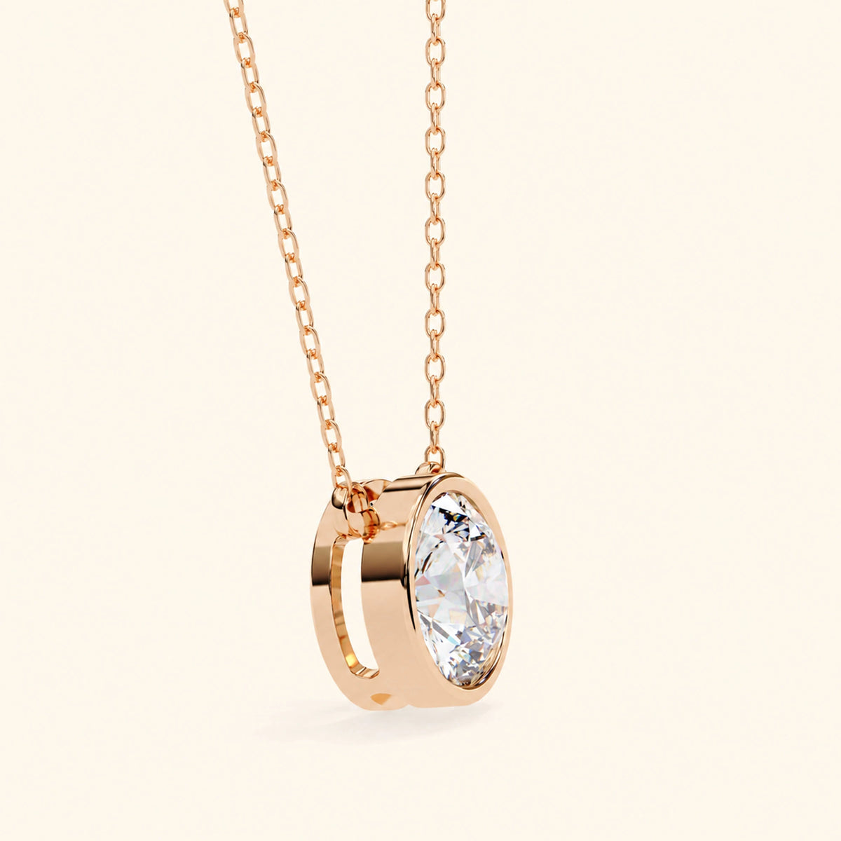 Round cut bezel set necklace