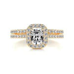 Load image into Gallery viewer, 2.50 Carat Radiant Shape Halo Moissanite Bridal Set Ring in Yellow Gold