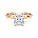 Load image into Gallery viewer, 1.50 Carat Radiant Cut Solitaire Cathedral Moissanite Ring in Yellow Gold