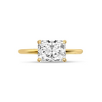 Load image into Gallery viewer, 1.50 Carat Radiant Shape East West Moissanite Ring in Yellow Gold