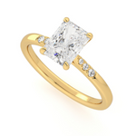 Load image into Gallery viewer, 1.80 Ct Radiant Cut 7 Stone Bridge Set Moissanite Ring in Rose Gold